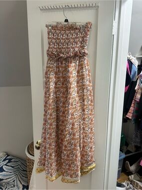 J crew Smocked Floral Maxi Dress in Rust and Cream